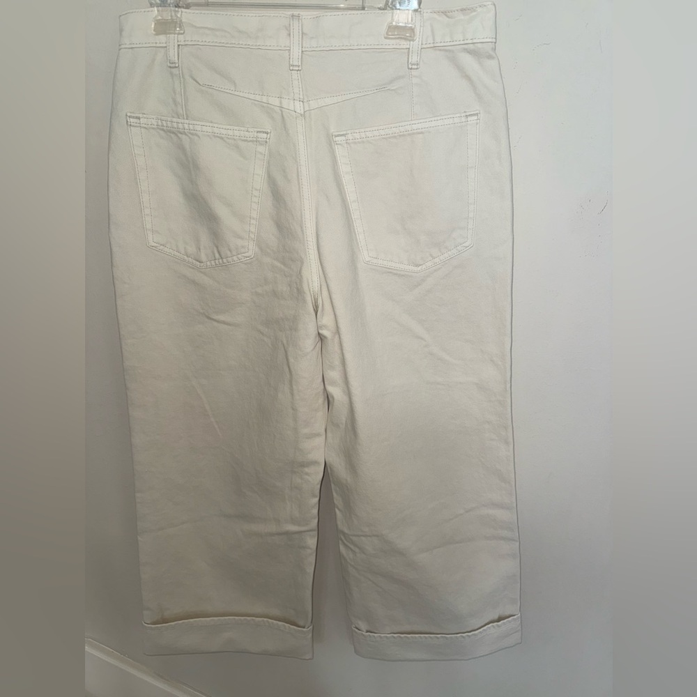 New Women's Mid-Rise Cropped Vintage Wide Leg Jeans - Universal Thread Cream - Picture 5 of 5